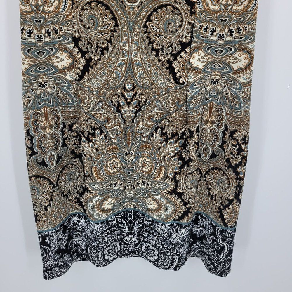 Vintage Dress Barn Sleeveless Shift Dress‎ 14 Brown Gray Paisley Medallion Print - Picture 5 of 12
